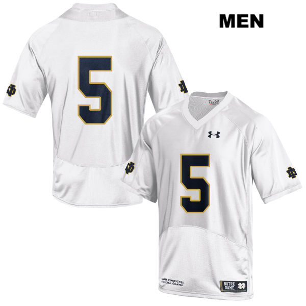 Men's NCAA Notre Dame Fighting Irish #5 Troy Pride Jr. Stitched College Under Armour Authentic White No Name Football Jersey GL10T61UW